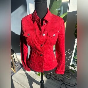 Two Brand New Guess Canvas Jackets Size Medium Red and White